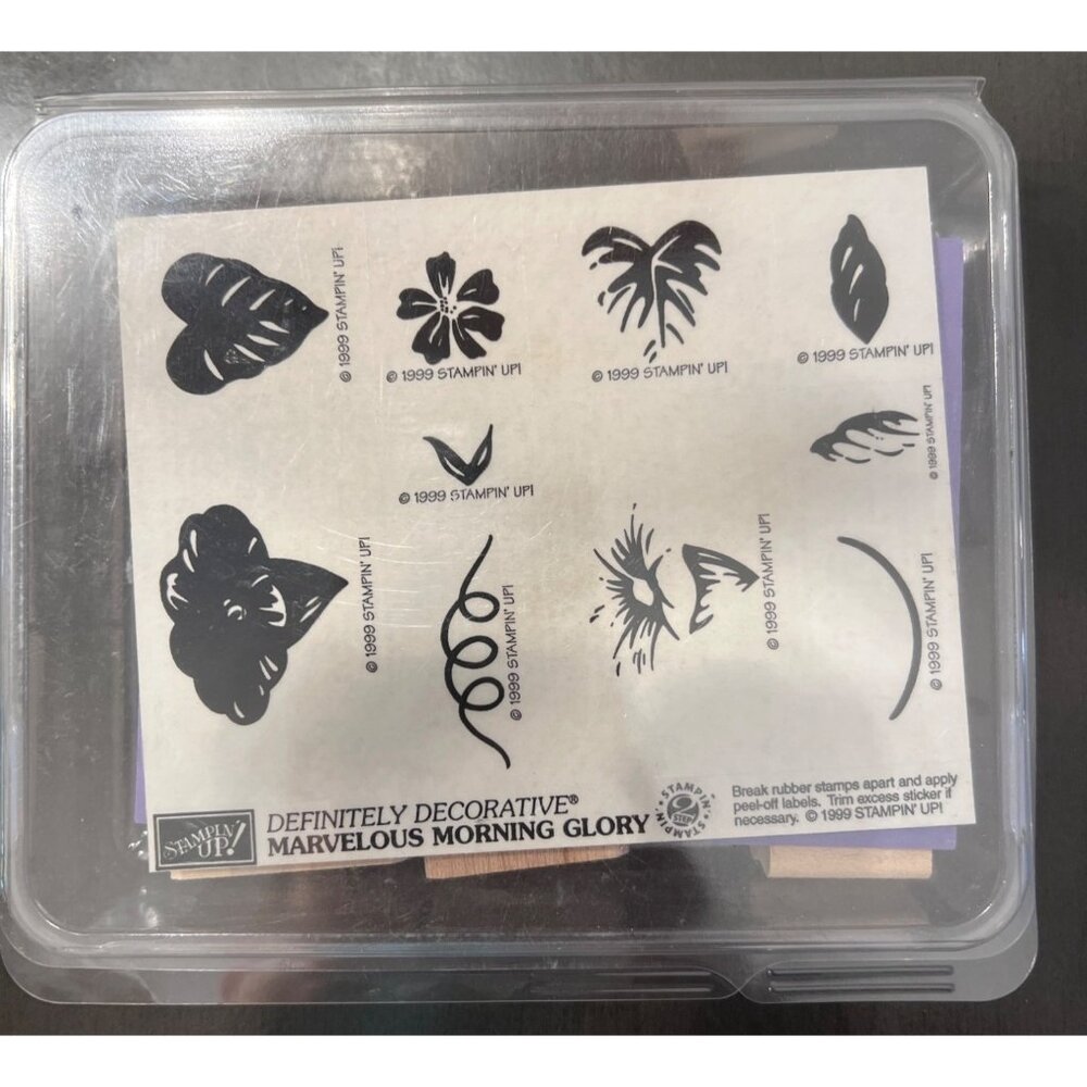 1999 Stampin Up!'s Definitely Decorative Marvelous Morning Glory Unmounted Set